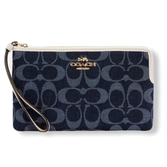 Coach Handbags - Large Corner Zip Wristlet Signature Jacquard NWT